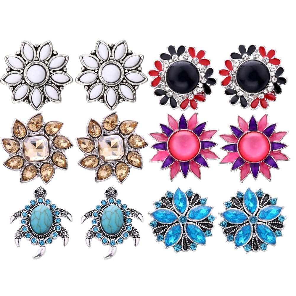 3206 6 Style of 12pcs Rhinestones Snaps Jewelry Charms Ginger Buttons
